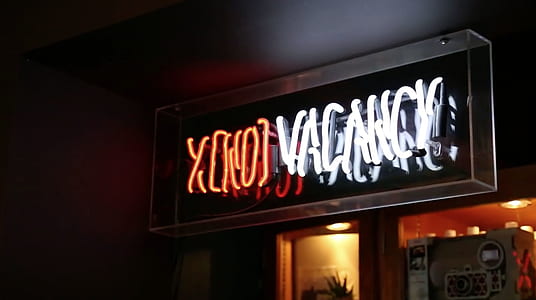 turned of red and white LED signage thumbnail