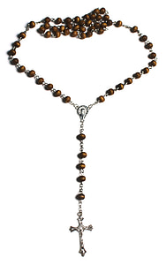 brown and silver-colored rosary thumbnail