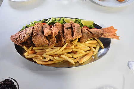 fried fish with french fries served in gray plate thumbnail