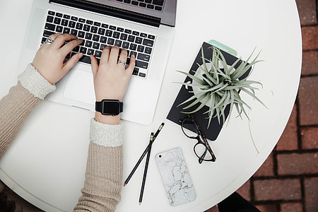 Hands, flatlay, overhead, typing thumbnail