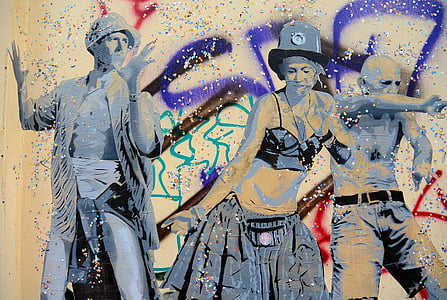 woman and two man dancing wall art thumbnail