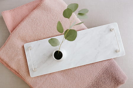 Marble white tray with silver handles thumbnail