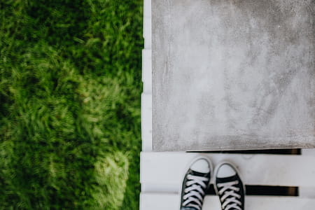 Grass, concrete, sneakers thumbnail