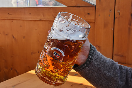 person holding glass beer mug filled with orange liquid thumbnail