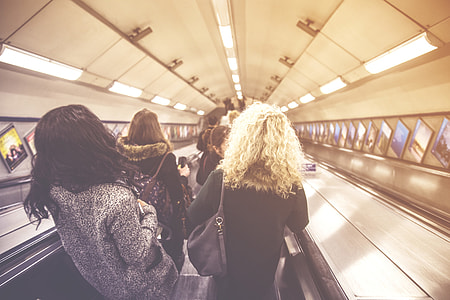 People on the escalators on the London Underground metro system. Image captured with a Canon 6D thumbnail