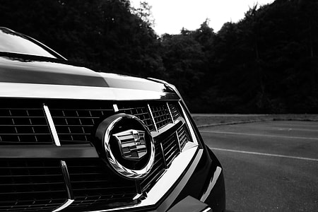 grayscale photography of Cadillac emblem thumbnail