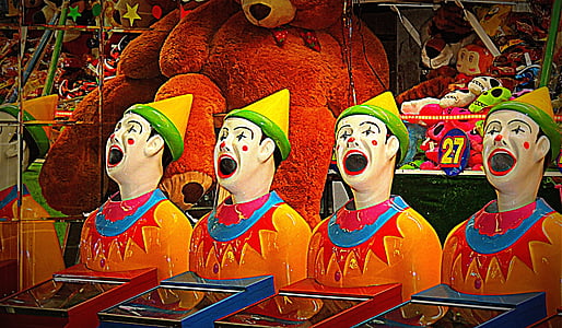 four ceramic clown statues thumbnail