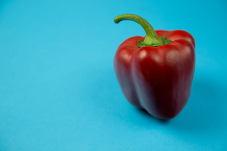 Red pepper on blue background thumbnail