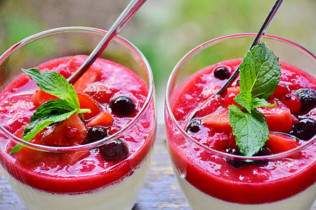 two strawberry juice in clear glass cups thumbnail