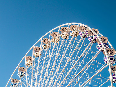 bottom view photography of white ferris wheel during daytime thumbnail