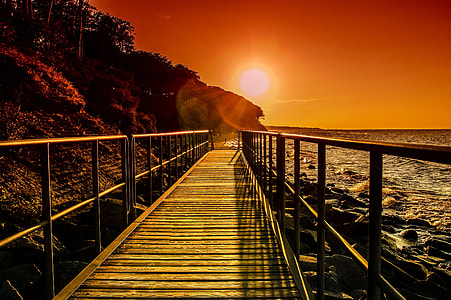 brown bridge near ocean thumbnail