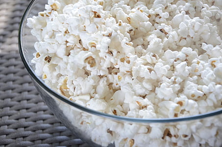 popcorns in clear glass bowl thumbnail