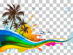Coconut Arecaceae, Summer float, multicolored PNG clipart