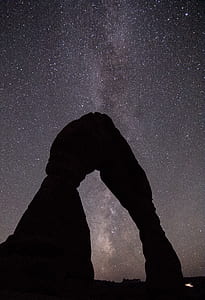 silhouette of rock formation at night time thumbnail