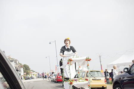 woman pushing service cart thumbnail