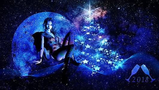 animated woman sitting on mountain at nighttime thumbnail