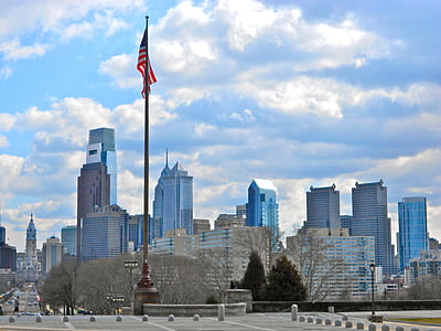 USA flag waving on a pole thumbnail