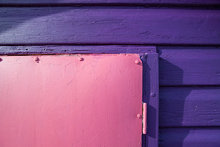 Details of purple and pink wood panels, image captured in Kent, England thumbnail