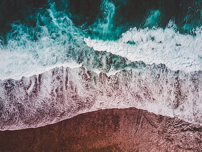 aerial photography of sea wave thumbnail