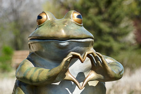 shallow focus photography of green frog figure thumbnail