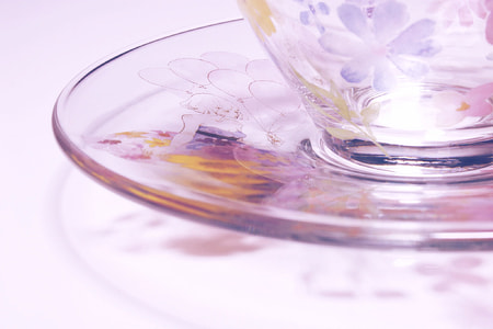 clear glass cup with saucer thumbnail