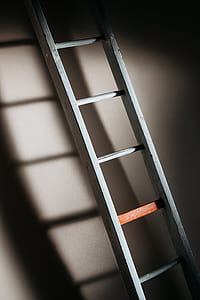 white step ladder lean on wall with shadow thumbnail