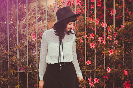 woman near pink flowers thumbnail