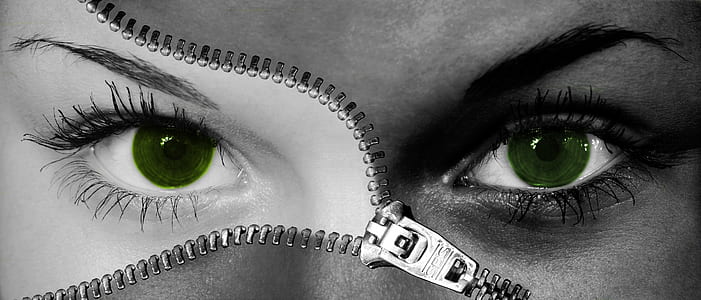 grayscale photo of woman zip face thumbnail