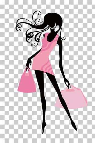 Fashion Girl , Shopping Girl, woman holding two bags illustration PNG clipart