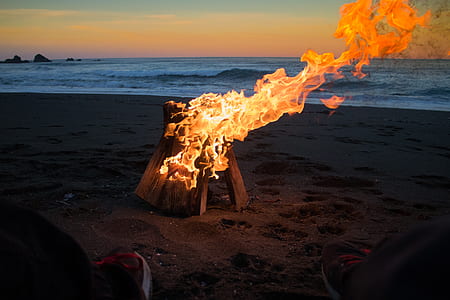 brown wood on fire thumbnail