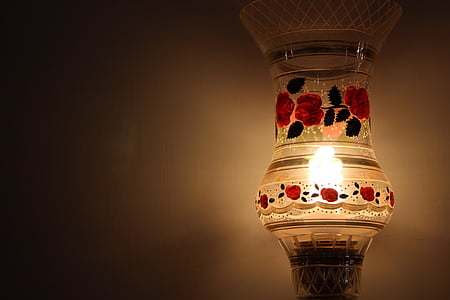 red glass floral lamp thumbnail