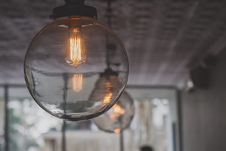 turned on round glass lamp thumbnail
