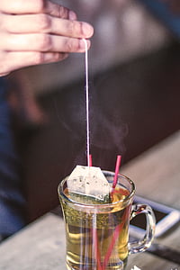 tea pack in clear glass mug thumbnail