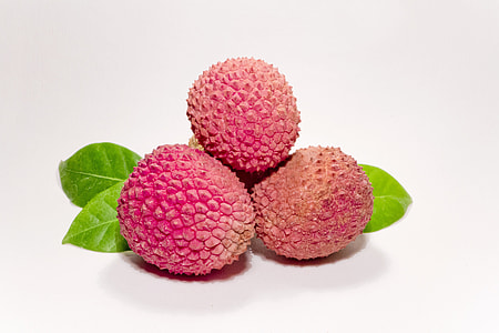 pink lychee fruits on white background thumbnail