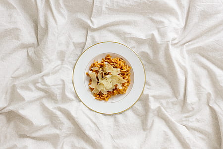 cooked food on round white plate thumbnail