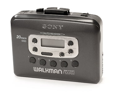 black Sony Walkman on white surface thumbnail