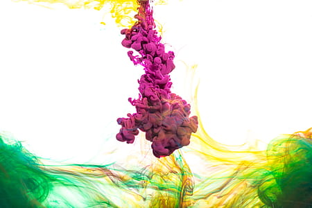 Yellow And Purple Ink With Green Photo thumbnail