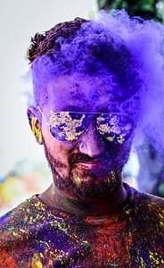 Ma in Black Aviator Sunglasses With Purple Smoke thumbnail