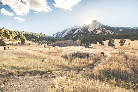 landscape photography of mountain ranges under partly cloudy skies thumbnail
