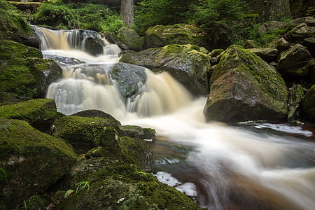 timelapse photo of waterfalls and rocks thumbnail