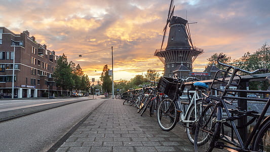 city, road, sunset, clouds thumbnail