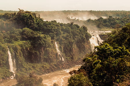 Aerial Photography of Waterfalls on Forest thumbnail