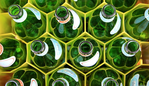 top-view photography of green glass bottles thumbnail