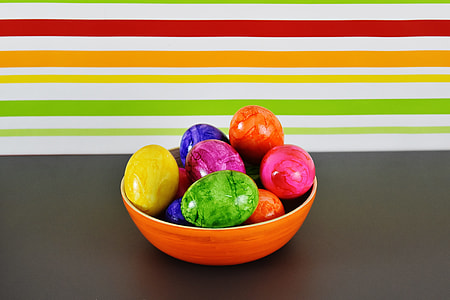 Easter eggs with brown bowl thumbnail