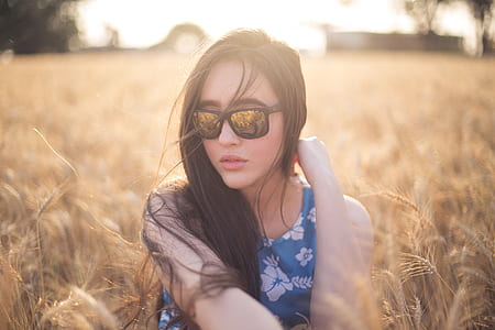 nature, sunglasses, woman, field thumbnail