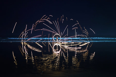 fire dance near body of water thumbnail
