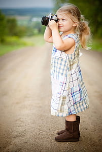 blonde, child, country, cute, daylight, dress thumbnail
