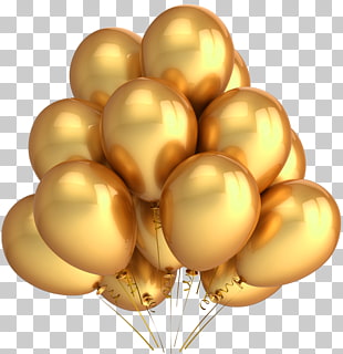 Balloon Party Gold Metallic color Stock photography, Transparent Gold Balloons , yellow plastic balloons PNG clipart