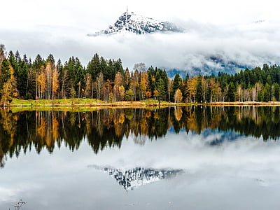 landscape photography of snow-covered mountain and forest thumbnail