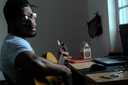 man using brown acoustic guitar thumbnail